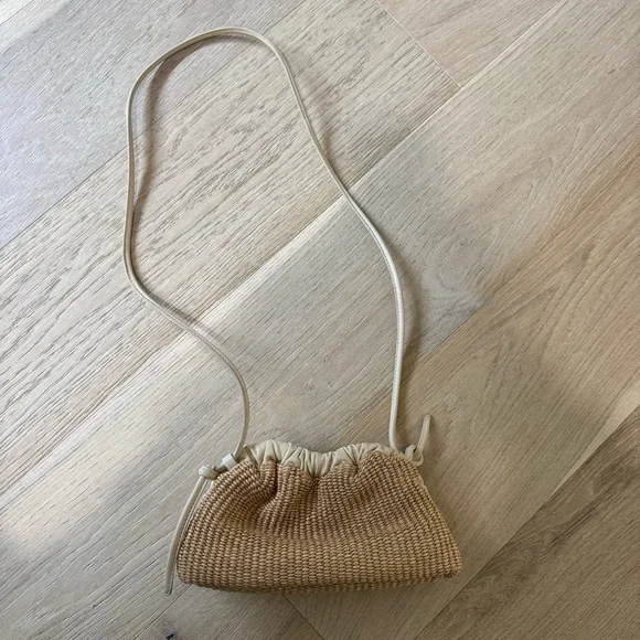 Mansur Gavriel Woven Straw Crossbody with Cream Trim - Picture 2 of 7
